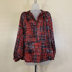 Kasper Size XS Women’s Top Red Black Abstract Lined